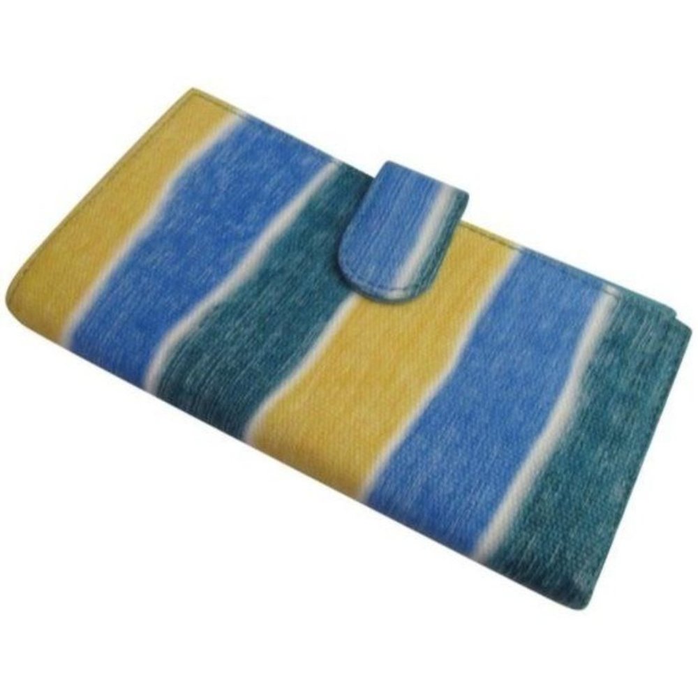 Poppie Jones Blue Yellow Folding Snap Clutch - NWT
